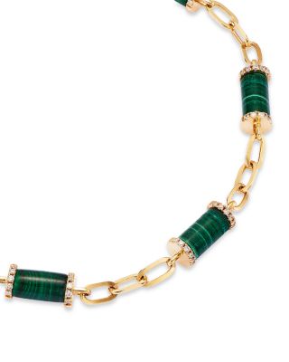 Malachite & Diamond Chain Bracelet in 14K Yellow Gold