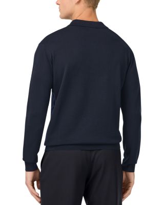 Extrafine Merino Wool Long Sleeve Knitted Polo Shirt