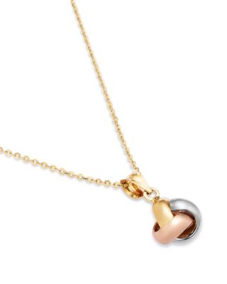 Love Knot Pendant Necklace in 14K White, Rose & Yellow Gold