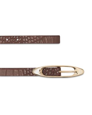 Women&#39;s Evelina Oval Buckle Croc Embossed Leather Belt