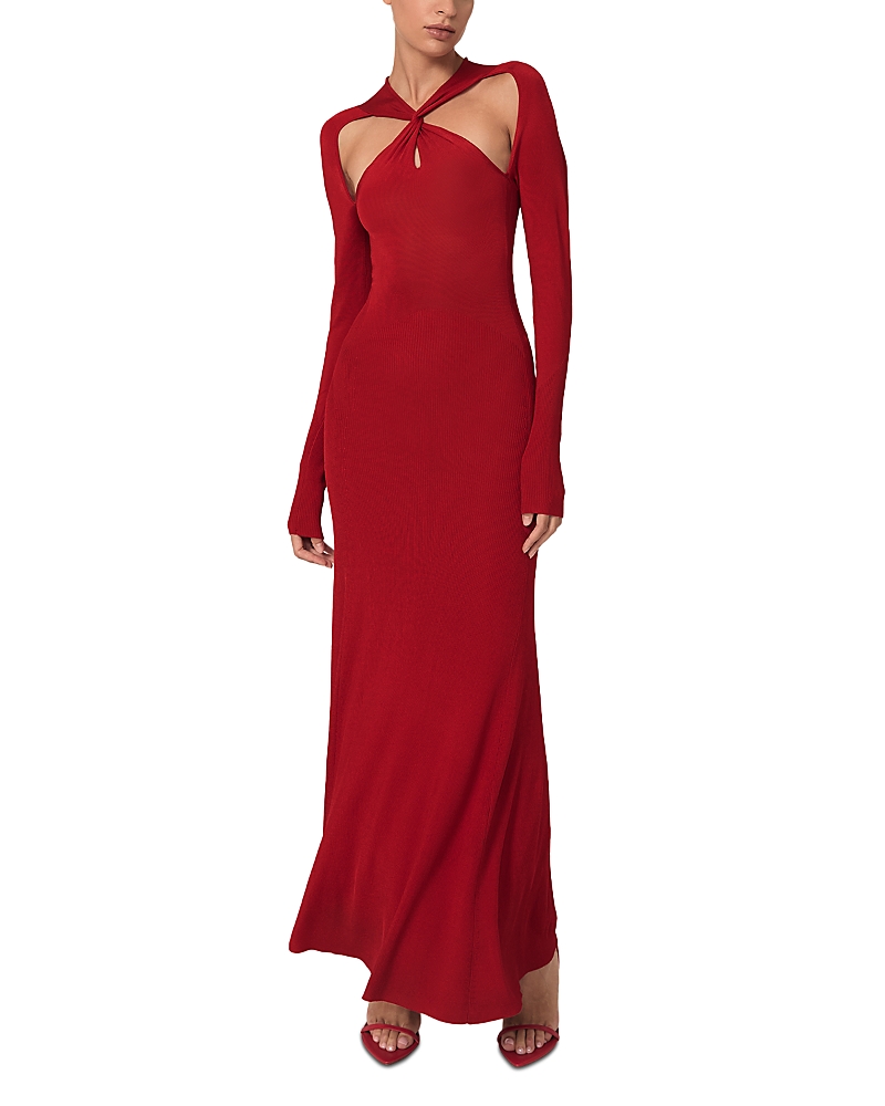 Reiss Womens Red Vivienne Cut-out Knitted Midi Dress