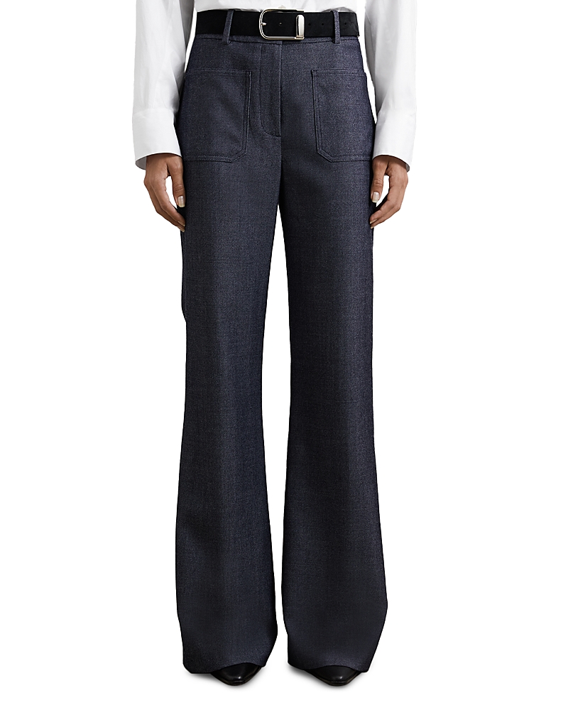 Reiss Uma Flared Flannel Pants In Blue