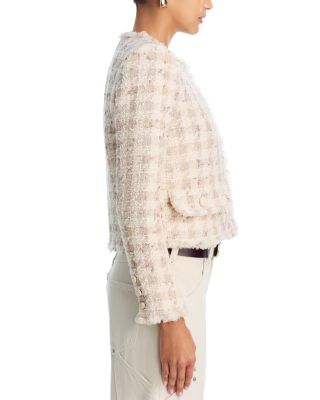 Zell Plaid Collarless Jacket