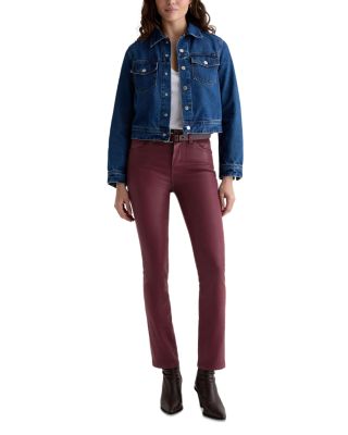 Mari Coated Mid Rise Slim Jeans in Winery