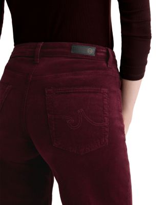 Saige Corduroy Crop Wide Leg Jeans in Winery