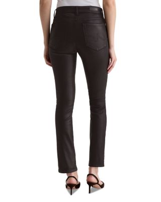 Mari Coated Mid Rise Slim Jeans in Super Black