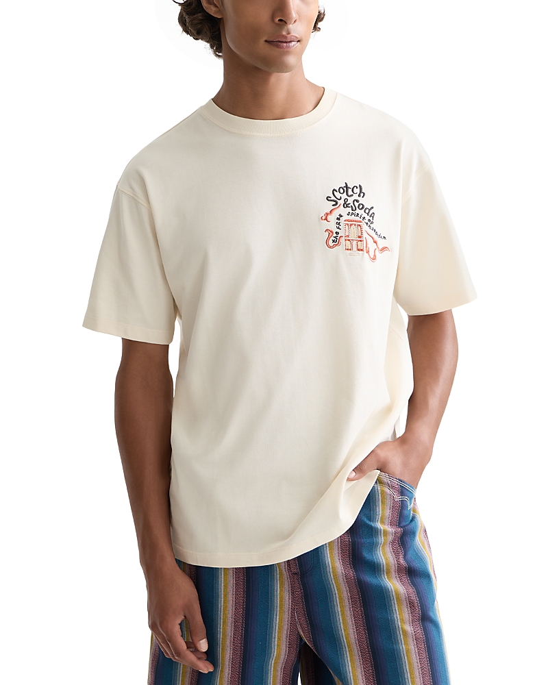 Scotch & Soda 40th Anniversary Short Sleeve Embroidered Tee In White