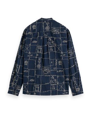 Embroidered Long Sleeve Camp Shirt