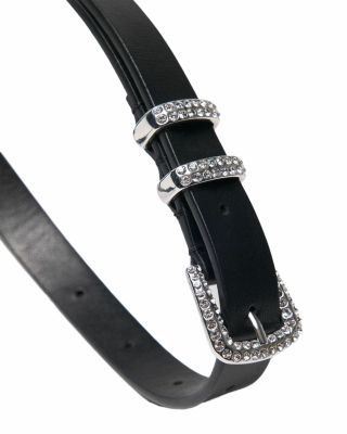 Women's Slim Rhinestone Buckle Belt