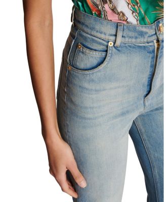  Flared-Fit Blue Washed Denim Jeans