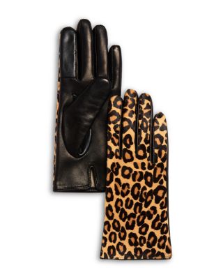Cashmere Lined Animal Print Calf Hair Tech Gloves - Exclusive