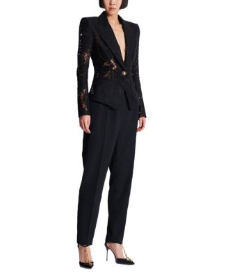  1-Button Fitted Lace Jacket