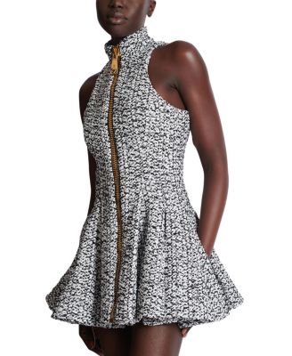 Sleeveless Flared Tweed Dress