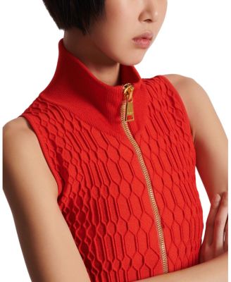  Sleeveless Crocodile Knit Top