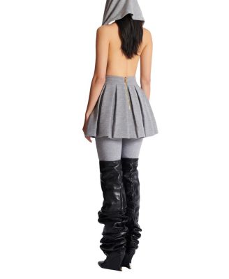  Short Pleated Cotton Knit Skirt