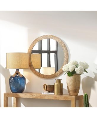 Relief Carved Round Mirror