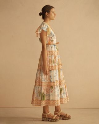 ALCIO Ruffle Sleeve Tiered Maxi Dress