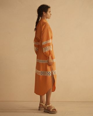 TANGELO Lace Trim Billow Sleeve Resort Dress