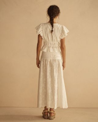 VINYA Ruffle Sleeve Drawstring Top