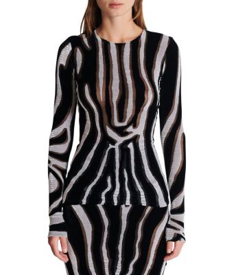  Zebra-Print Velvet Bodycon Top