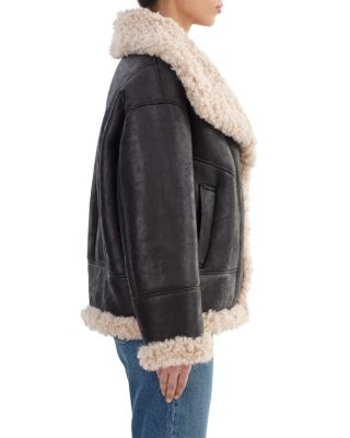 Faux Leather Fleece Trim Jacket