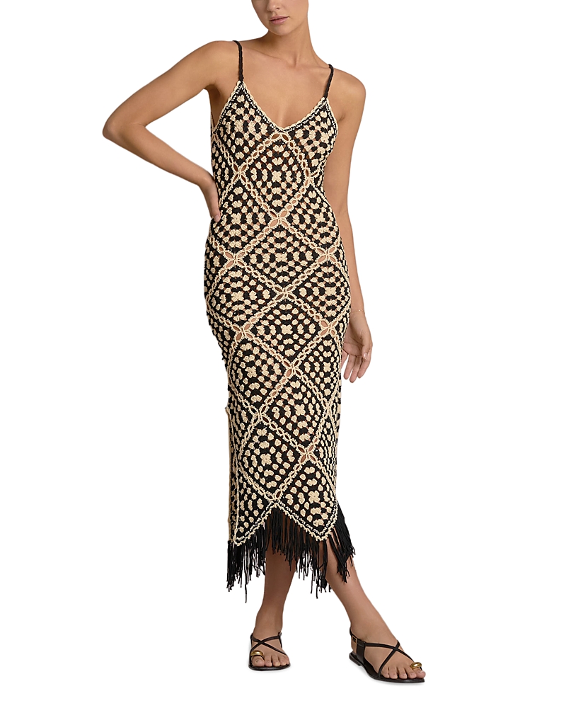 Elan Crochet Maxi Dress In Brown