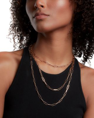 18K Rose Gold Saxon Paperclip Link Chain Necklace, 18"