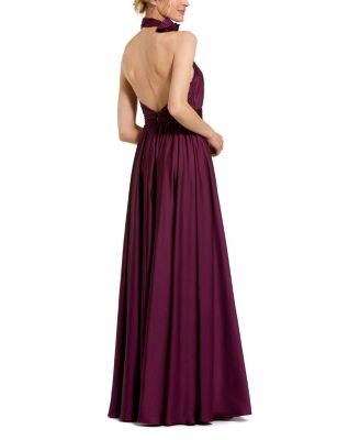  Rosette Halter Chiffon Evening Gown
