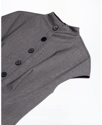  Button Accent High Neck Maxi Dress