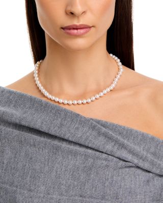 Cultured Akoya Pearl Necklace in 14K Yellow Gold, 18"