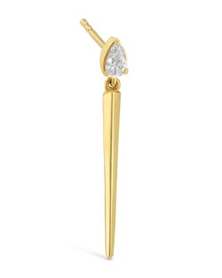 Pear Shaped Diamond Linear Drop Earrings in 14K Yellow Gold, 0.30 tcw