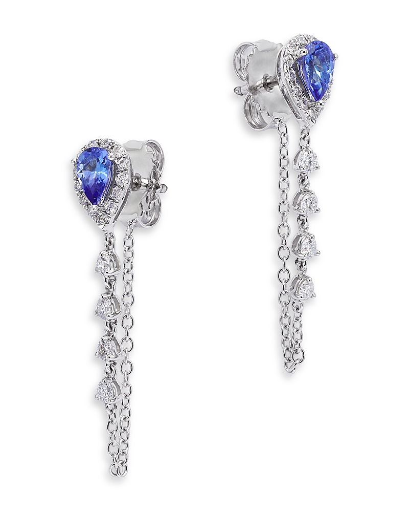 Bloomingdale's Fine Collection Tanzanite & Diamond Chain Hoop Earrings in 14K White Gold