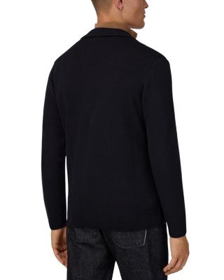 Extra Fine Merino Wool Knitted Regular Fit Double Breasted Blazer - Exclusive