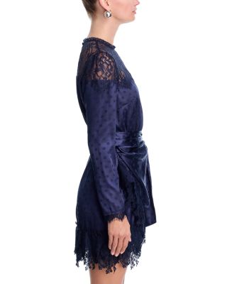 Lace Trim Long Sleeve Mini Dress