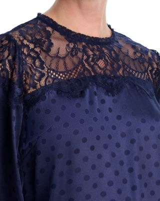 Polka Dot Lace Long Sleeve Top - Exclusive