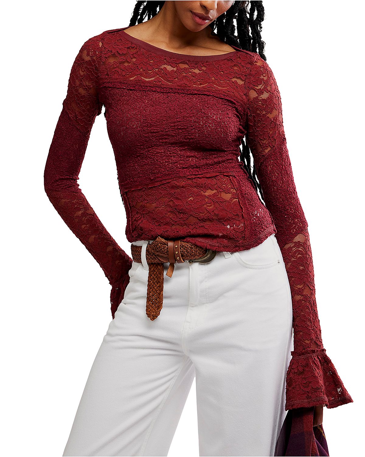 Free People Lace Layering Long Sleeve Top