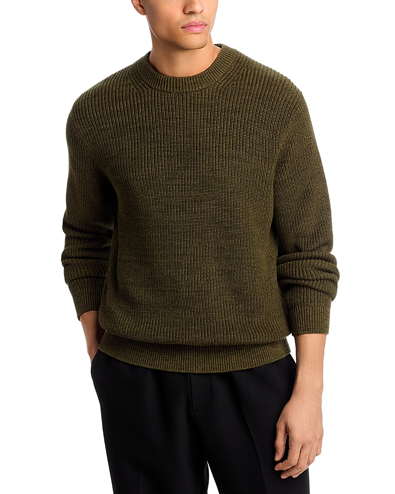 Madewell Marled Cotton Shaker Stitch Crewneck Sweater In Green