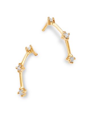 14K Yellow Gold Prong Diamonds Diamond Arc Drop Earrings