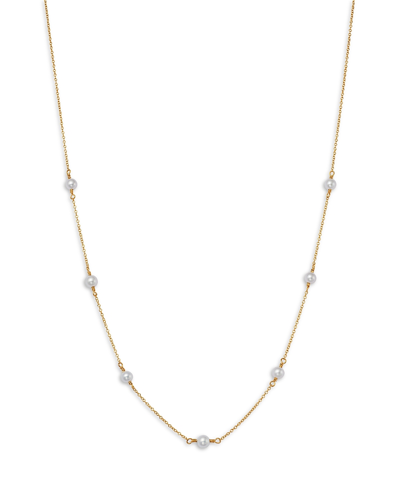 Zoe Chicco 14K Yellow Gold White Pearls Cultured Freshwater Pearl Station Statement Necklace, 16