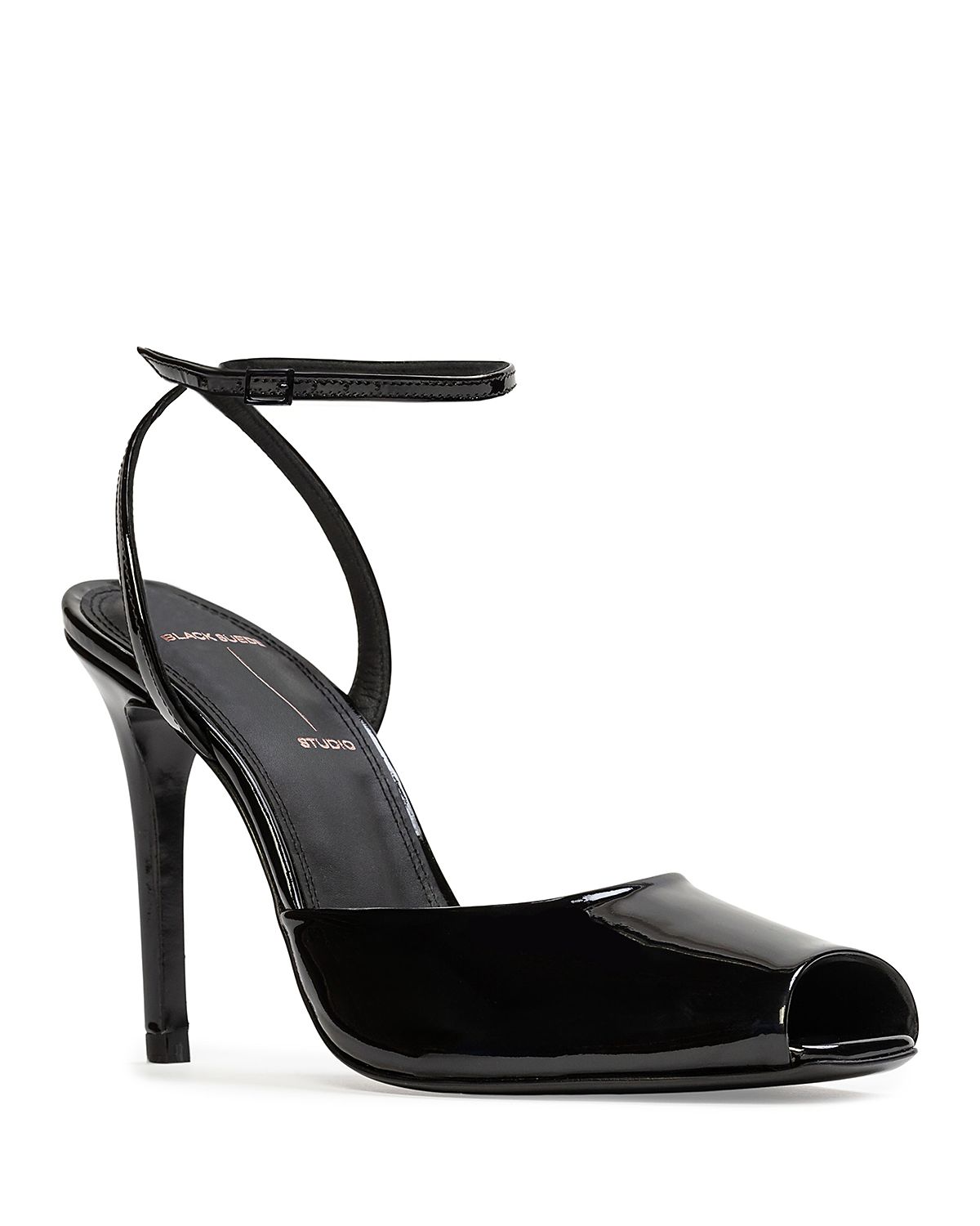 Black Suede Studio Women's Square Toe Sandals