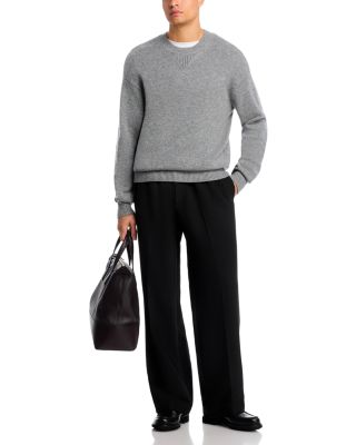 Suede Patch Crewneck Sweater