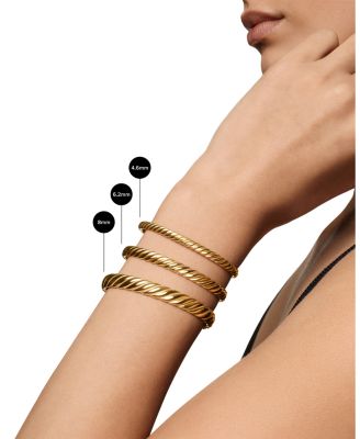  Sculpted Cable X Bracelet in 18K Yellow Gold with Diamonds, 4.6mm