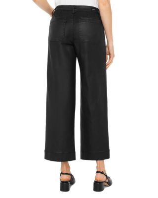 High Rise Patch Pocket Ankle Jeans in Black Coated