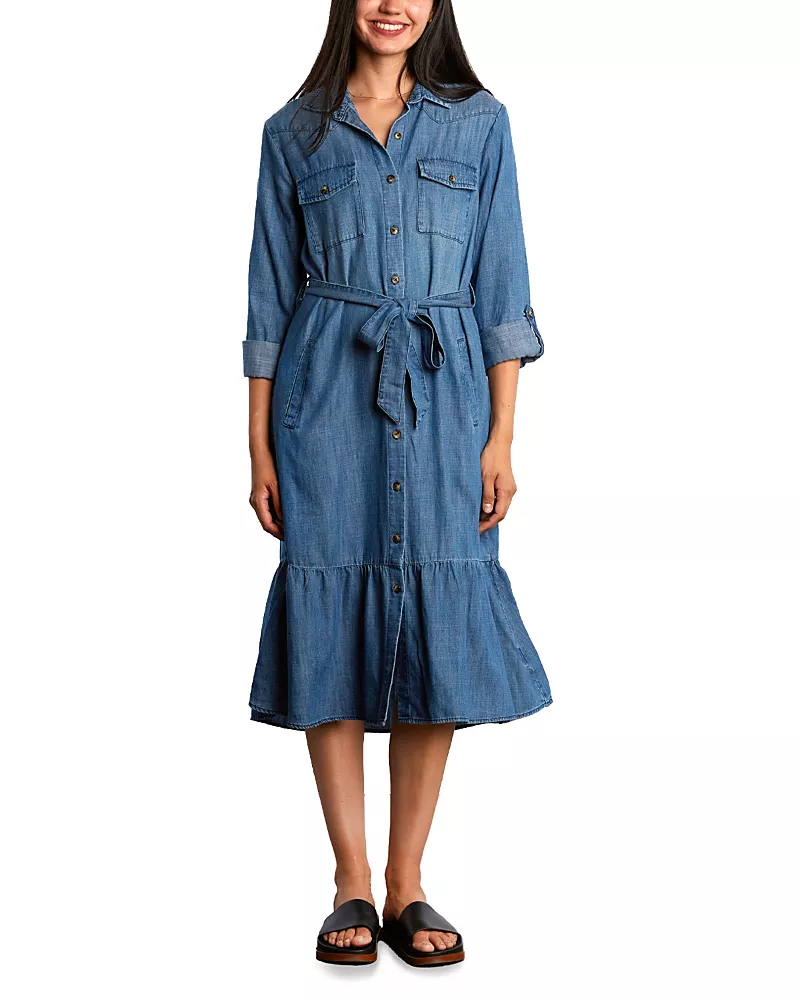 Billy T Ruffled Belted Shirtdress