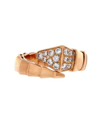  Wide Serpenti Viper One-Coil Ring 18K Rose Gold with Diamonds