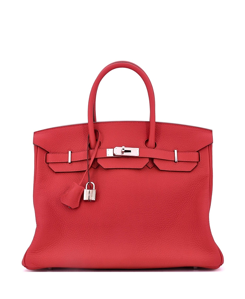 PRE-OWNED HERMES Pre-owned Hermes Birkin 35 Handbag Red Clemence With Palladium Hardware