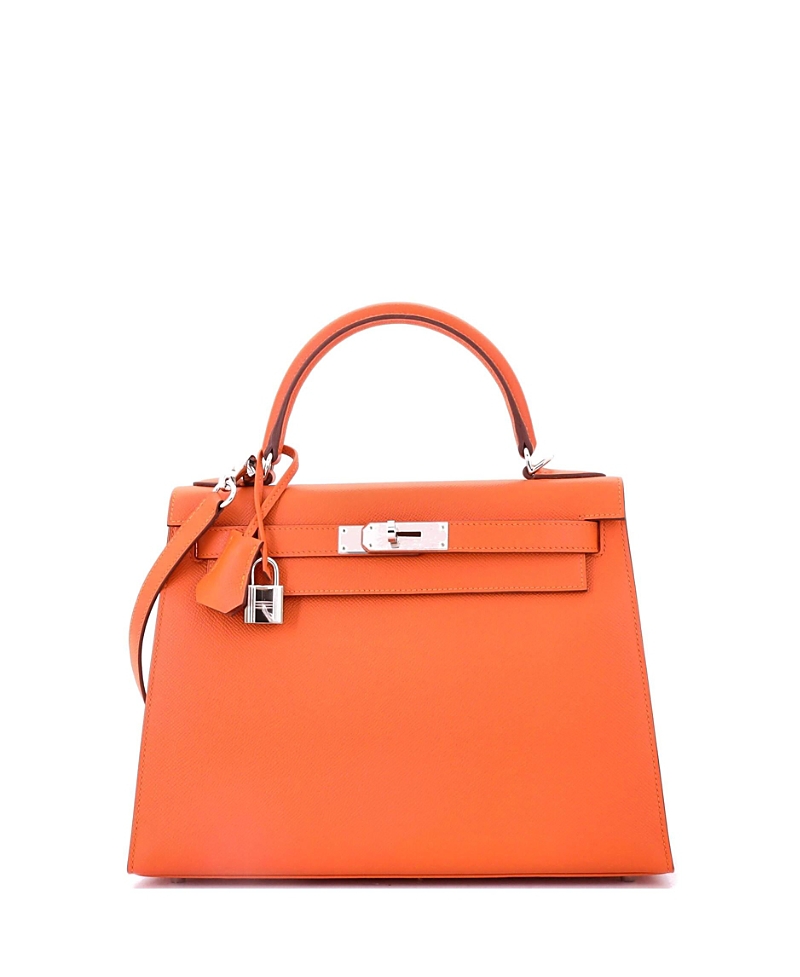 PRE-OWNED HERMES Pre-owned Hermes Kelly 28 Handbag Orange Epsom With Palladium Hardware