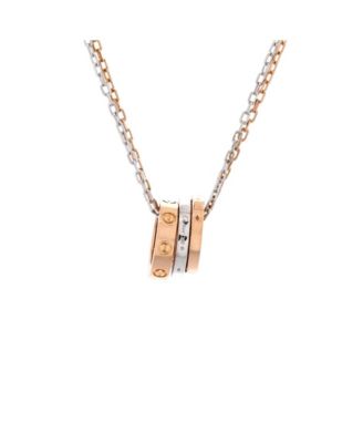  Love 3 Ring Pendant Necklace 18K Rose Gold and 18K White Gold with 6 Diamonds