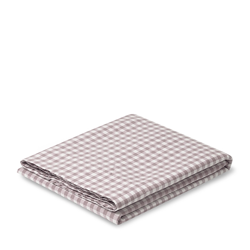 Piglet In Bed Gingham Linen Blend Flat Sheet, King In Purple