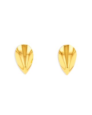Golden Curved Claw Stud Earrings in 18K Yellow Gold